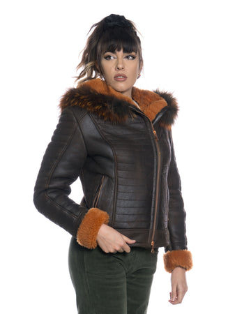 Naomi Montone - Giacca Donna Arancio in vero Montone