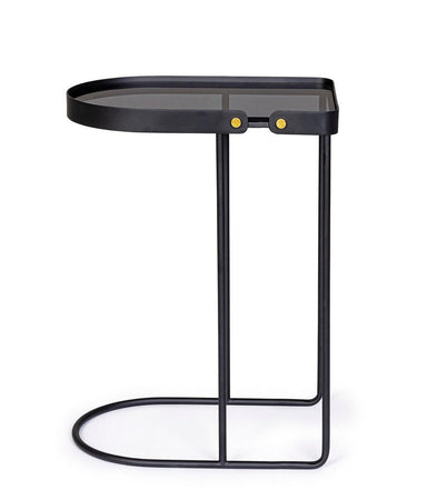 Tavolino "Zeina" struttura in acciaio piano in vetro temperato per arredamento