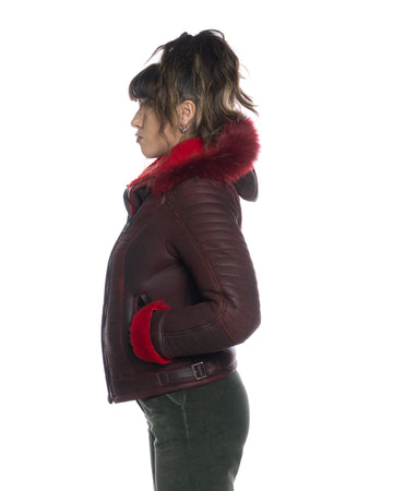 Naomi Montone - Giacca Donna Rosso in vero Montone