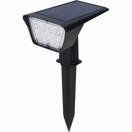 Faretto 7led Picchetto Ricaricabile Con Pannello Solare Crepuscolare Muro Yh0514