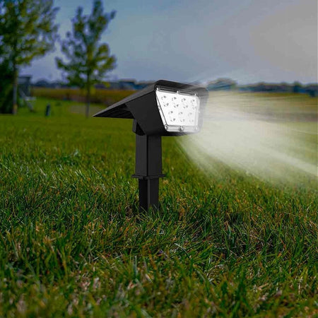 Faretto 7led Picchetto Ricaricabile Con Pannello Solare Crepuscolare Muro Yh0514