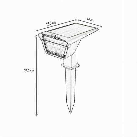 Faretto 7led Picchetto Ricaricabile Con Pannello Solare Crepuscolare Muro Yh0514