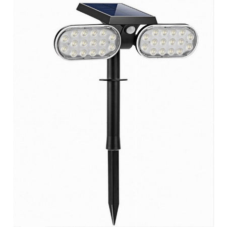 Faretto Doppio A Led Snodabile Ricaricabile Pannello Solare Picchetto Yh0518-pir