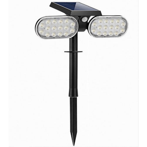 Faretto Doppio A Led Snodabile Ricaricabile Pannello Solare Picchetto Yh0518-pir