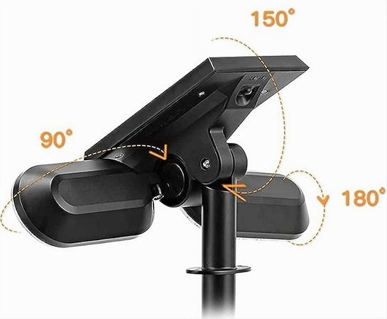 Faretto Doppio A Led Snodabile Ricaricabile Pannello Solare Picchetto Yh0518-pir