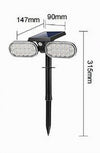 Faretto Doppio A Led Snodabile Ricaricabile Pannello Solare Picchetto Yh0518-pir