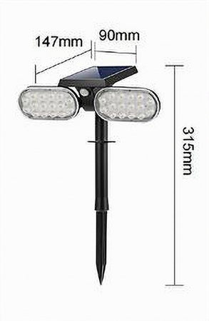 Faretto Doppio A Led Snodabile Ricaricabile Pannello Solare Picchetto Yh0518-pir