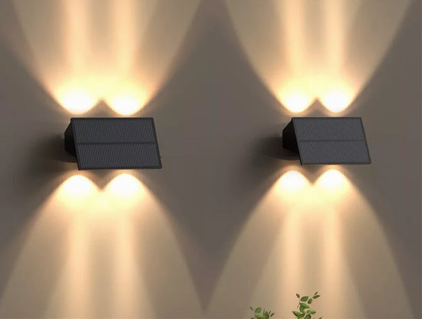 Applique Biemissione Led Lampada Solare Parete Ip65 Luce 3000k 6500k Nero Yh0616