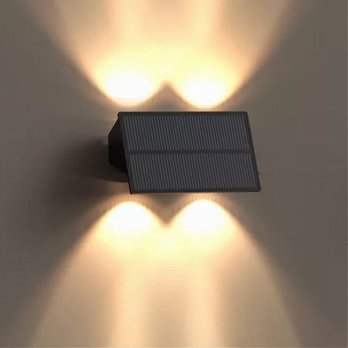 Applique Biemissione Led Lampada Solare Parete Ip65 Luce 3000k 6500k Nero Yh0616