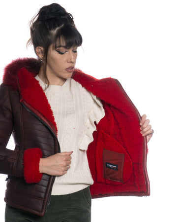 Naomi Montone - Giacca Donna Rosso in vero Montone