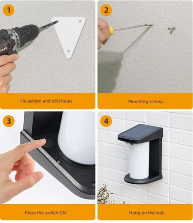 Applique Parete Led Luce 3000k 6500k Pannello Solare Sensore Movimento Yh0619-pir