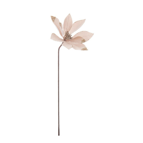 Fiore decorativo Cleofe poliestere color champagne per decorazione ambienti