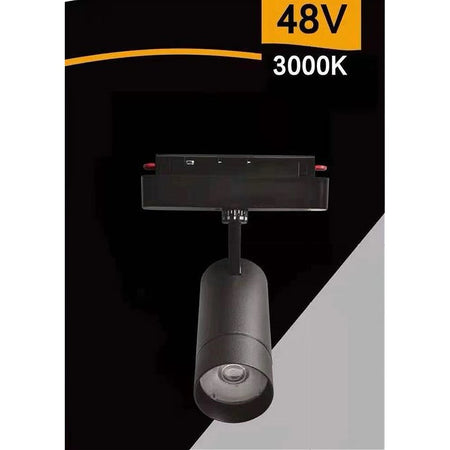 Faretto Led 14w Nero Magnetico Per Binario Monofase 48v Luce 3000k 4000k Cob-14w