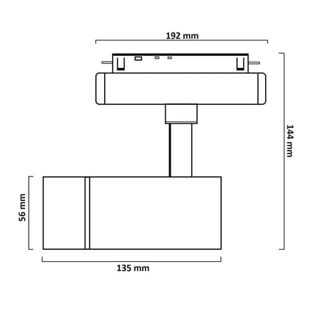 Faretto Led 14w Nero Magnetico Per Binario Monofase 48v Luce 3000k 4000k Cob-14w