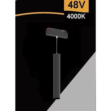 Faretto Led A Cilindro 8w Nero Per Binario Magnetico 48v Luce 3000k 4000k Cob-40