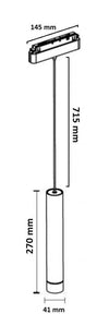 Faretto Led A Cilindro 8w Nero Per Binario Magnetico 48v Luce 3000k 4000k Cob-40