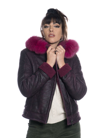 Naomi Montone - Giacca Donna Fucsia in vero Montone