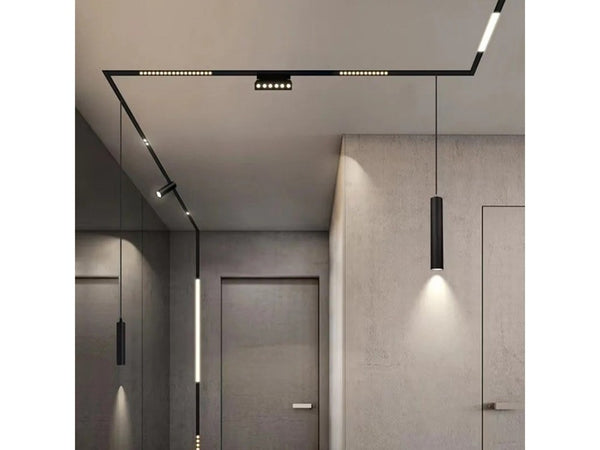 Faretto Led A Cilindro 8w Nero Per Binario Magnetico 48v Luce 3000k 4000k Cob-40