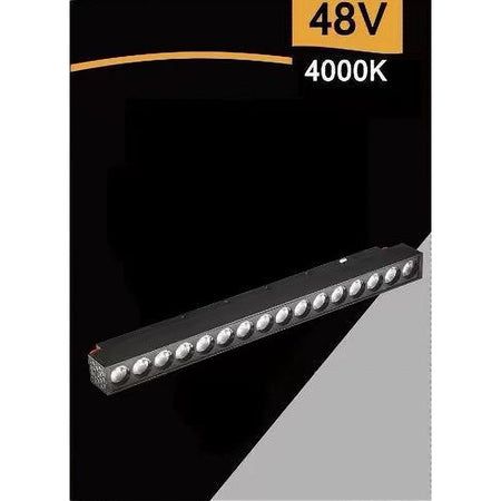 Faretto Barra Led 18w Magnetico Per Binario Monofase 48v Luce 4000k 3000k Fr-18w