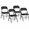 Set 4 Sedie Pieghevoli Metallo Ecopelle Imbottita Ergonomiche Salvaspazio Nero