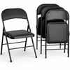 Set 4 Sedie Pieghevoli Metallo Ecopelle Imbottita Ergonomiche Salvaspazio Nero