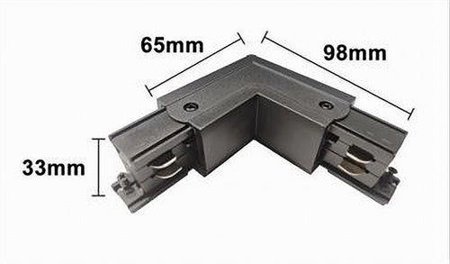 Connettore Angolare Tipo L Giunto Curvo Binario Track Trifase Bianco Nero Gf070-l