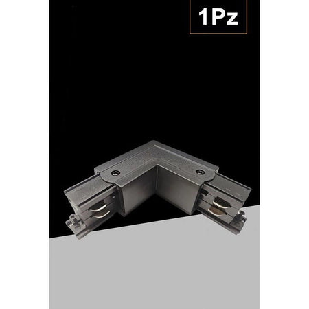 Connettore Angolare Tipo L Giunto Curvo Binario Track Trifase Bianco Nero Gf070-l