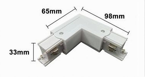Connettore Angolare Tipo L Giunto Curvo Binario Track Trifase Bianco Nero Gf070-l