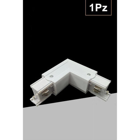 Connettore Angolare Tipo L Giunto Curvo Binario Track Trifase Bianco Nero Gf070-l