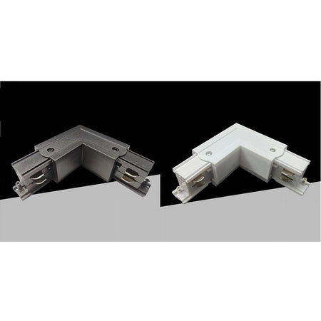 Connettore Angolare Tipo L Giunto Curvo Binario Track Trifase Bianco Nero Gf070-l
