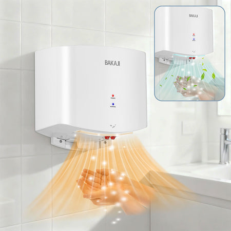 Asciugamani Elettrico Automatico 1400W Aria Calda e Fredda a Parete Bagno