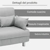 Divano Poltrona Letto 2 Posti Schienale Reclinabile in Metallo e Tessuto Salvaspazio Grigio