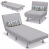 Poltrona Letto 1 Posto Schienale Reclinabile in Metallo e Tessuto 75x73x73 Salvaspazio Grigio Chiaro