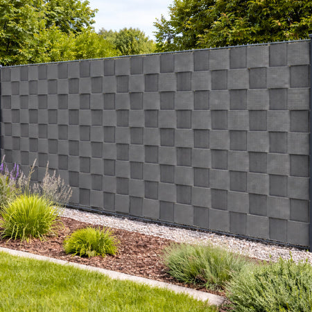 Telo Frangivista in Pvc 19cm x 35mt Oscurante Anti UV per Balcone Giardino Terrazzo Grigio