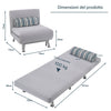 Poltrona Letto 1 Posto Schienale Reclinabile in Metallo e Tessuto 75x73x73 Salvaspazio Grigio Chiaro