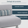 Poltrona Letto 1 Posto Schienale Reclinabile in Metallo e Tessuto 75x73x73 Salvaspazio Grigio Chiaro