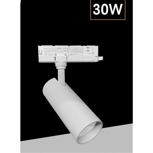 Faretto Led 30 W Binario Track Trifase Faro Luce 4000k Ip20 Nero Bianco Pt4-30w