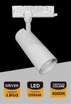 Faretto Led 30 W Binario Track Trifase Faro Luce 4000k Ip20 Nero Bianco Pt4-30w