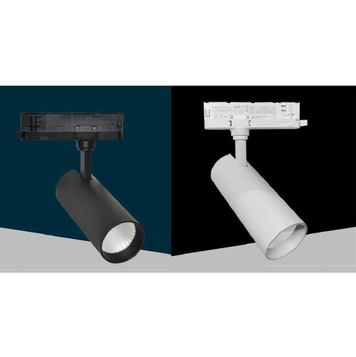 Faretto Led 30 W Binario Track Trifase Faro Luce 4000k Ip20 Nero Bianco Pt4-30w