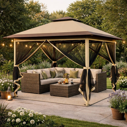 Gazebo Pieghevole 3x3 One Touch 3.6x3.6m Impermeabile upf50+ con Borsa e Zanzariere
