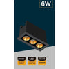 Faretto Led Rettangolare Nero Da Incasso 6 W Luce Naturale Fredda Calda Xtd-3-n