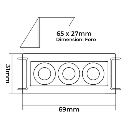 Faretto Led Rettangolare Nero Da Incasso 6 W Luce Naturale Fredda Calda Xtd-3-n