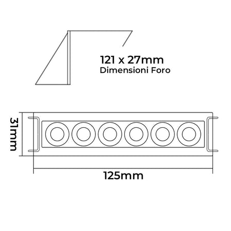 Faretto Led Rettangolare Incasso 11w Luce 6000k 4000k 3000k Moderno Nero Xtd-6-n