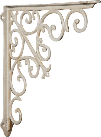 Biscottini Biscottini Mensola Muro Ghisa Decorata 39x5x39 Bianca Anticata Stile Vintage