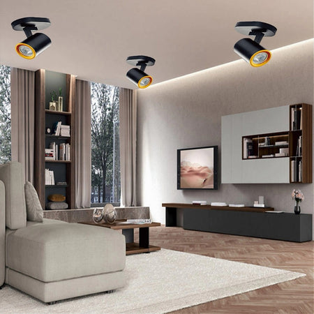Applique Orientabile Da Soffitto Parete Lampada Attacco Gu10 Bianco Nero Th8801