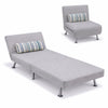 Poltrona Letto 1 Posto Schienale Reclinabile in Metallo e Tessuto 75x73x73 Salvaspazio Grigio Chiaro