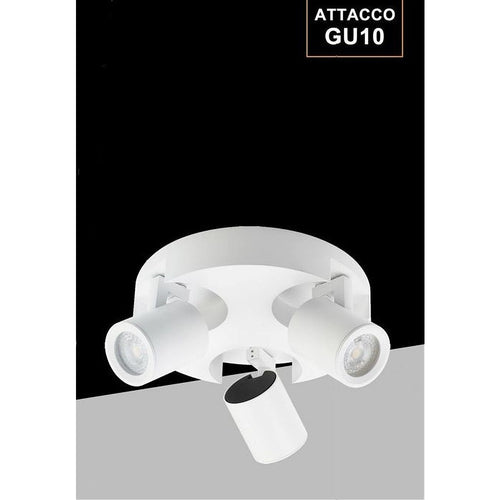 Plafoniera 3 Diffusori Orientabile Soffitto Parete Tonda Gu10 Bianco Nero Th8804