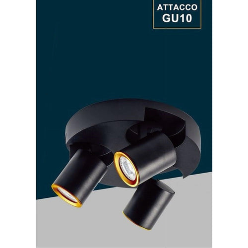 Plafoniera 3 Diffusori Orientabile Soffitto Parete Tonda Gu10 Bianco Nero Th8804