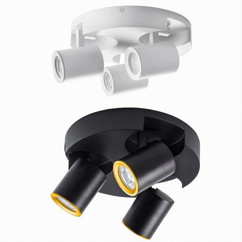 Plafoniera 3 Diffusori Orientabile Soffitto Parete Tonda Gu10 Bianco Nero Th8804