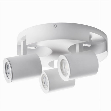 Plafoniera 3 Diffusori Orientabile Soffitto Parete Tonda Gu10 Bianco Nero Th8804